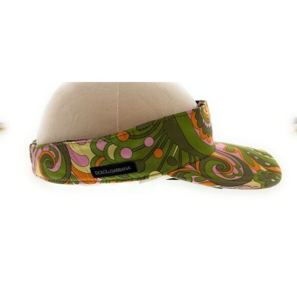 Dolce & Gabbana Green and Pink Patterned Visor Hat